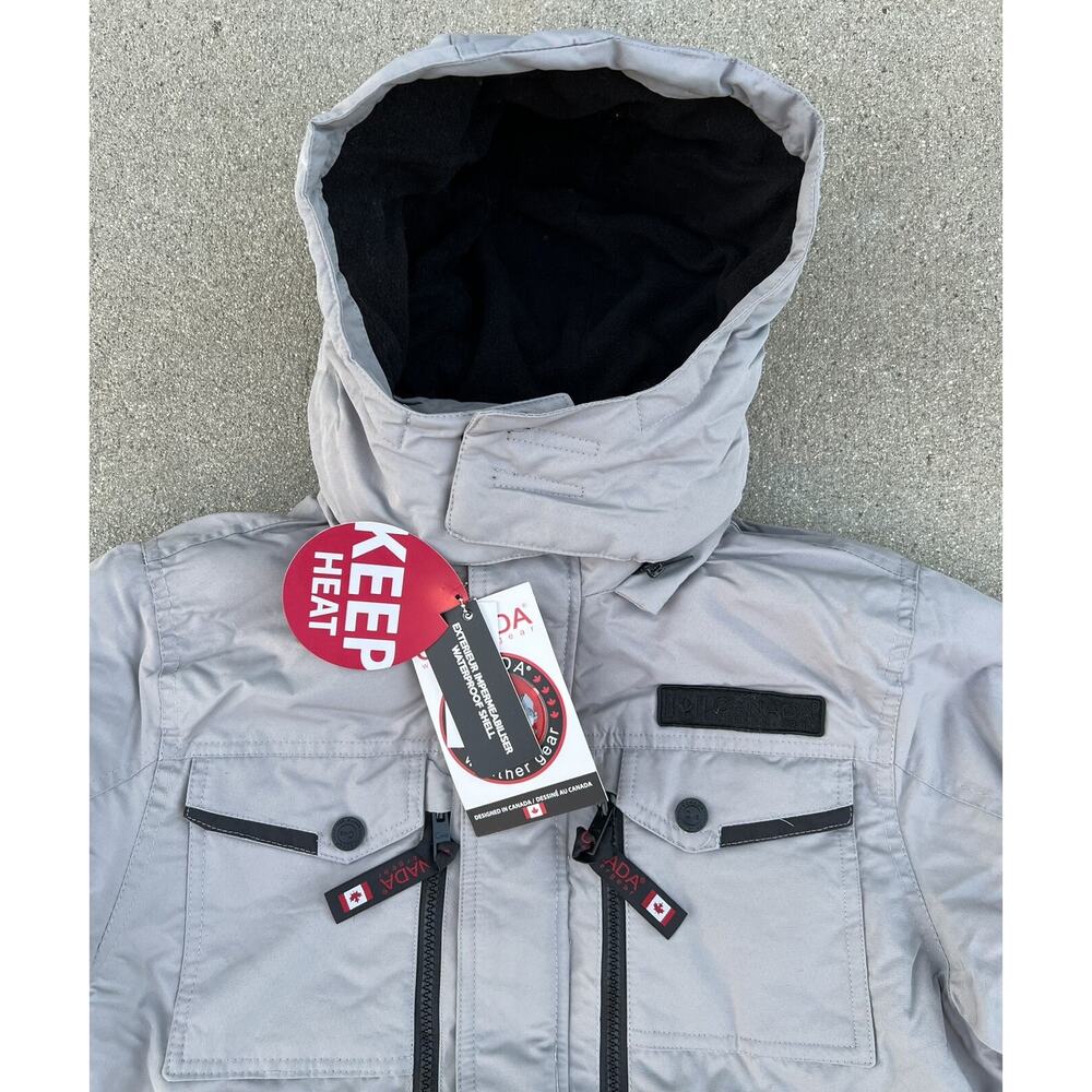 Canada Parka Jacket Weather Gear Waterproof Grey Boys Size Large 14-16 Brand New - Picture 6 of 14